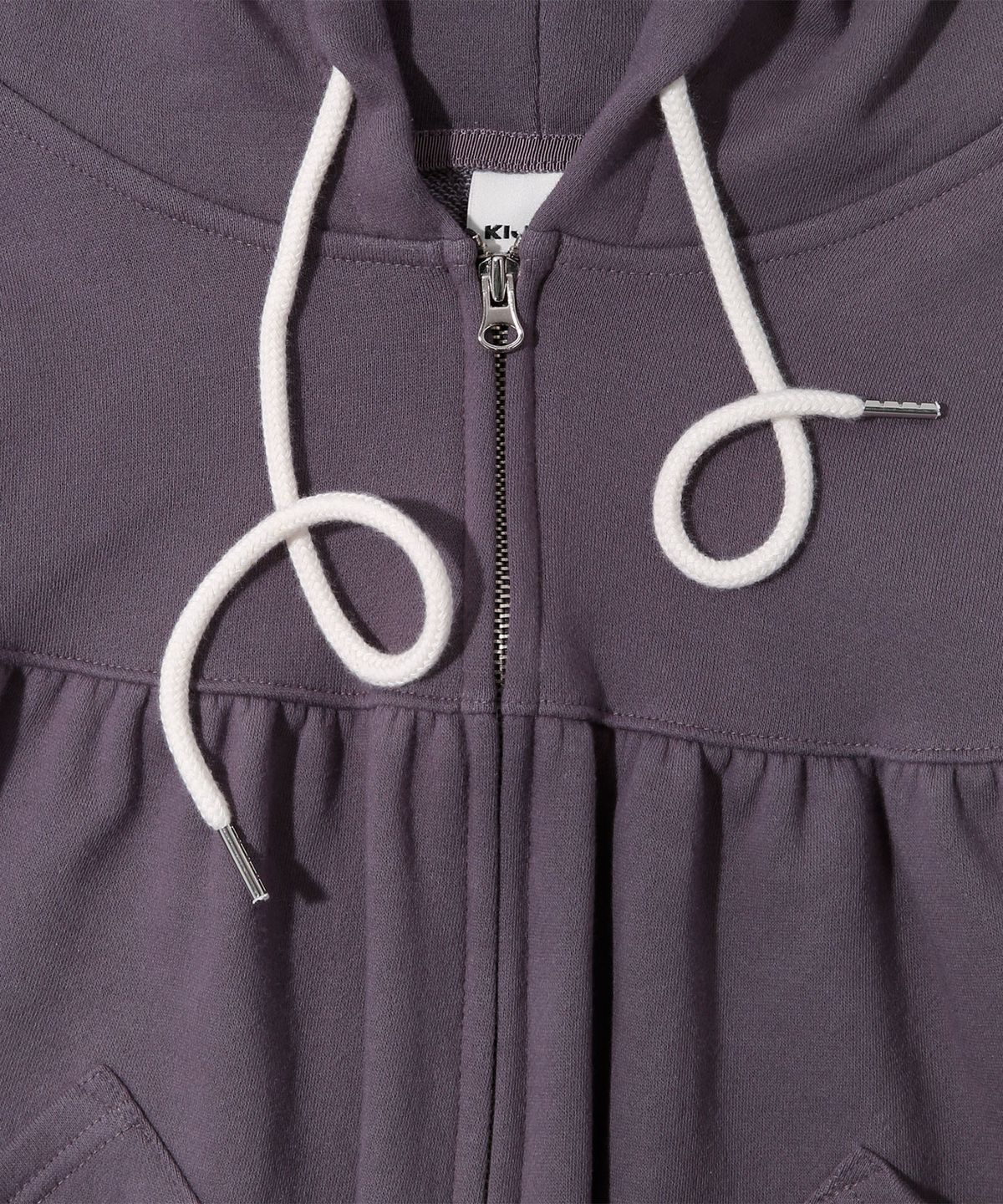 키지코(KIJIKO) ke106-Shirring Hooded Zip Up Purple