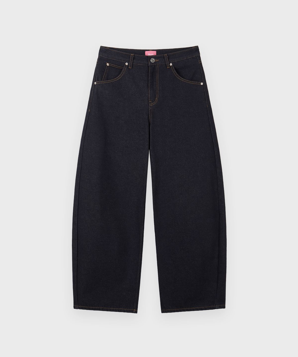 시눈(SINOON) Balloon Fit Check Heart Denim (Indigo Blue)