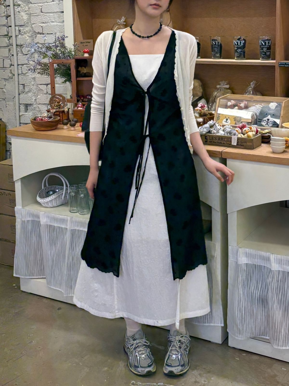 르니나(LENINA) ELINA layered lace dress_BLACK