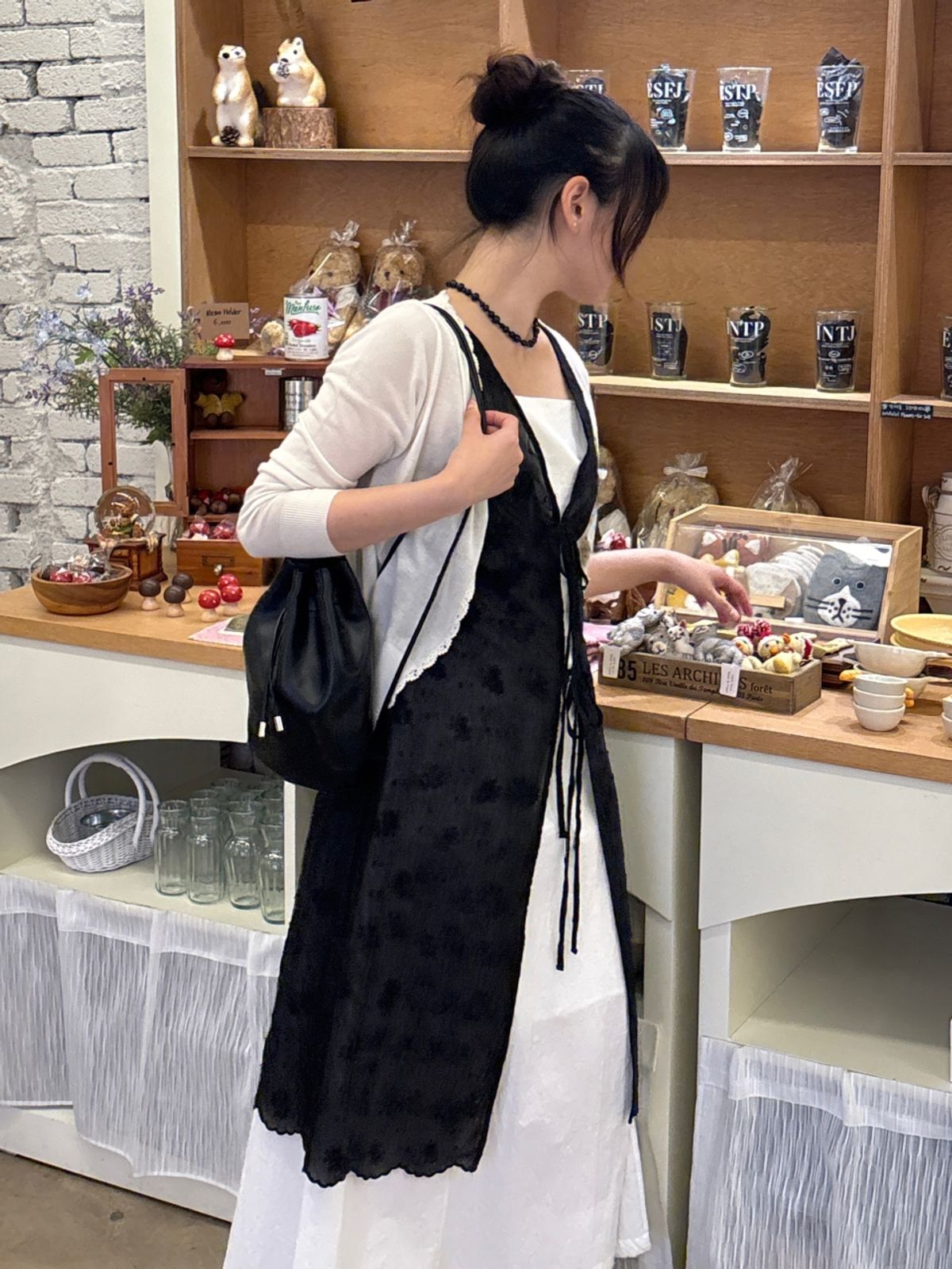르니나(LENINA) ELINA layered lace dress_BLACK