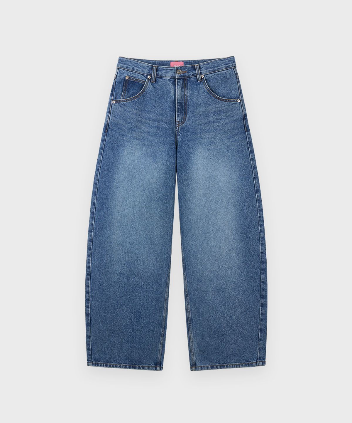 시눈(SINOON) Balloon Fit Check Heart Denim (Blue)