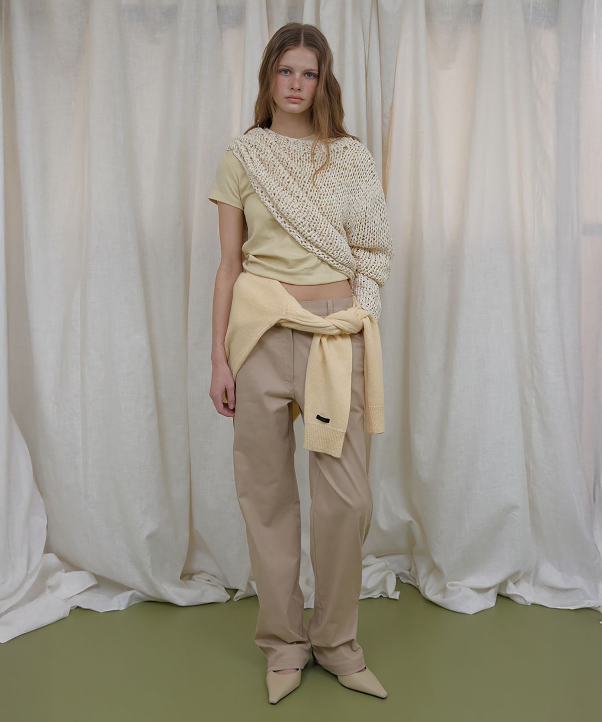 론크(LONQUE) HANDMADE NET PULLOVER KNIT (IVORY)