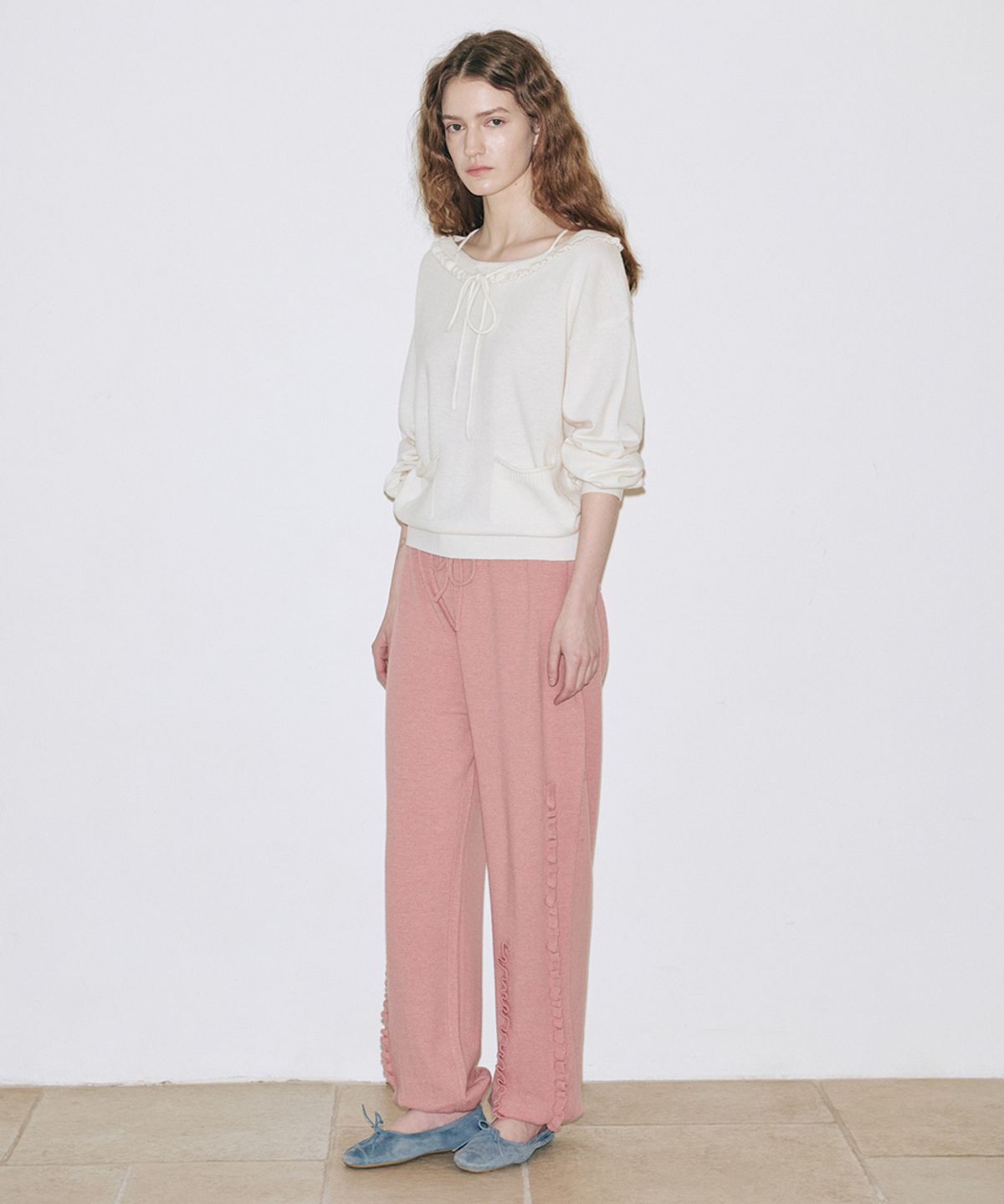 시눈(SINOON) Ruffle Easy Pants (Dusty Pink)