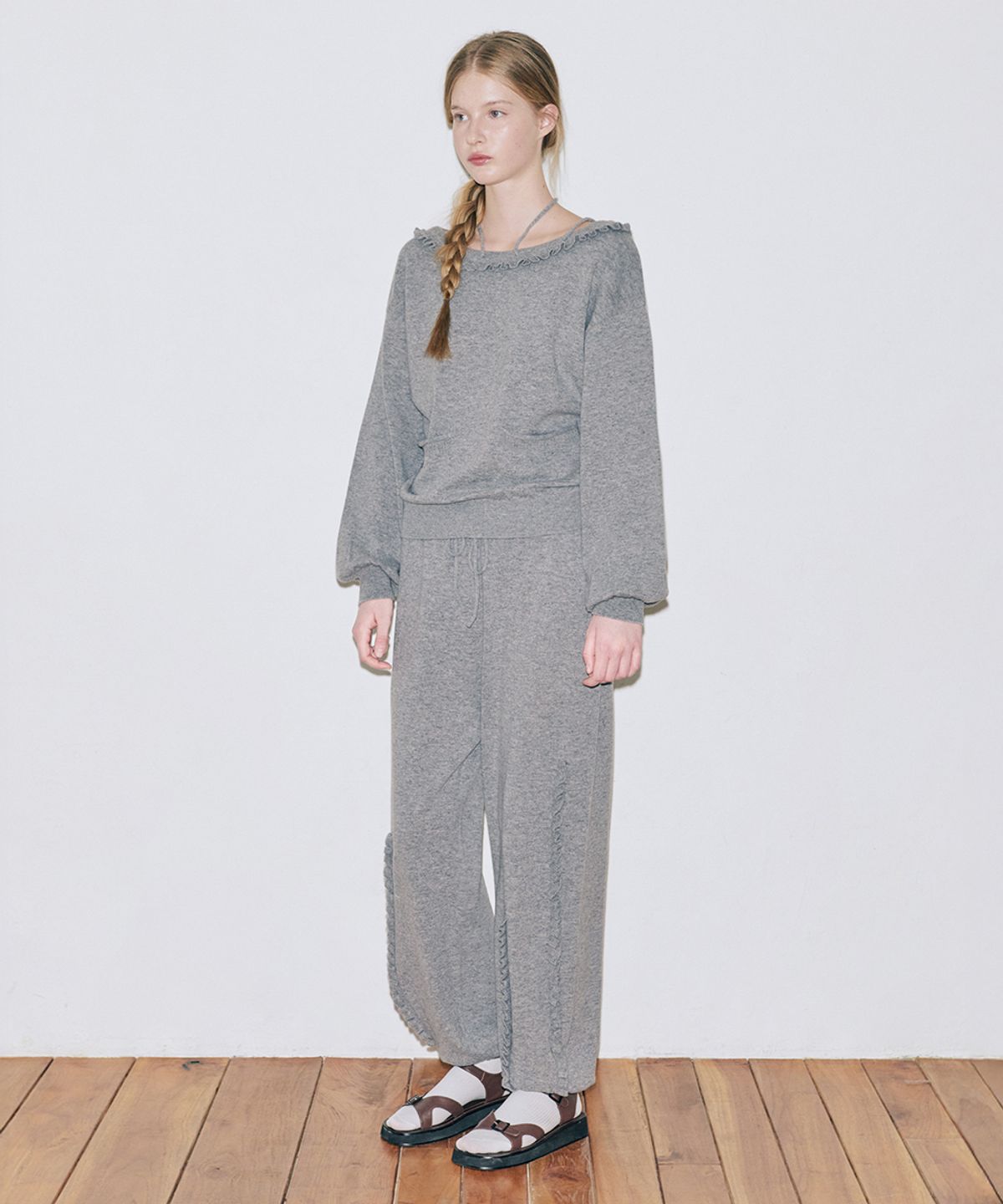 시눈(SINOON) Ruffle Easy Pants (Grey)