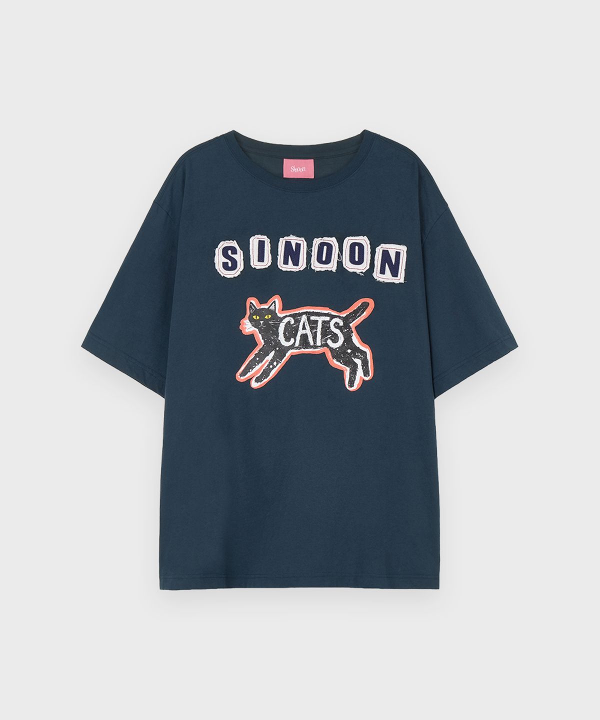 시눈(SINOON) Cats Patch T-Shirt (Navy)