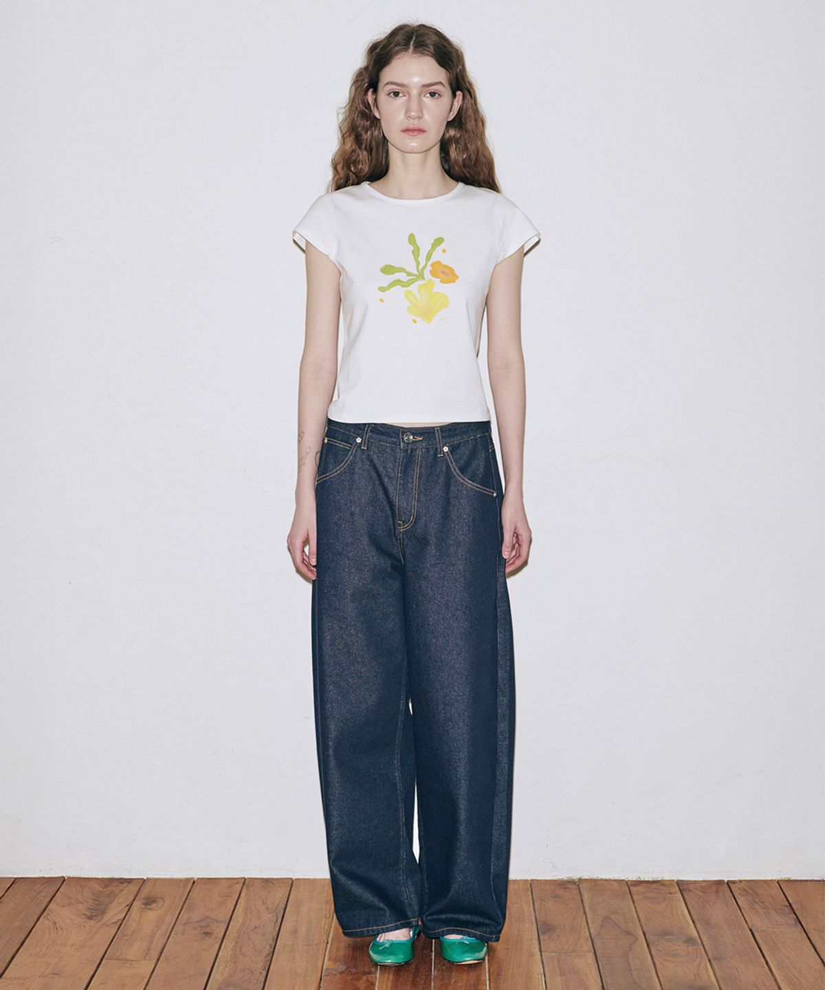 시눈(SINOON) SN Yellow Blossom T-Shirt (White)