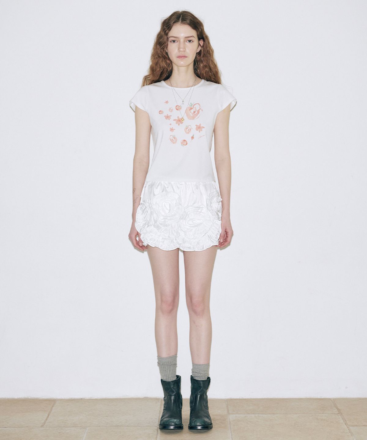 시눈(SINOON) [아일릿 민주 착용] SN Tomato Flower T-Shirt (White)