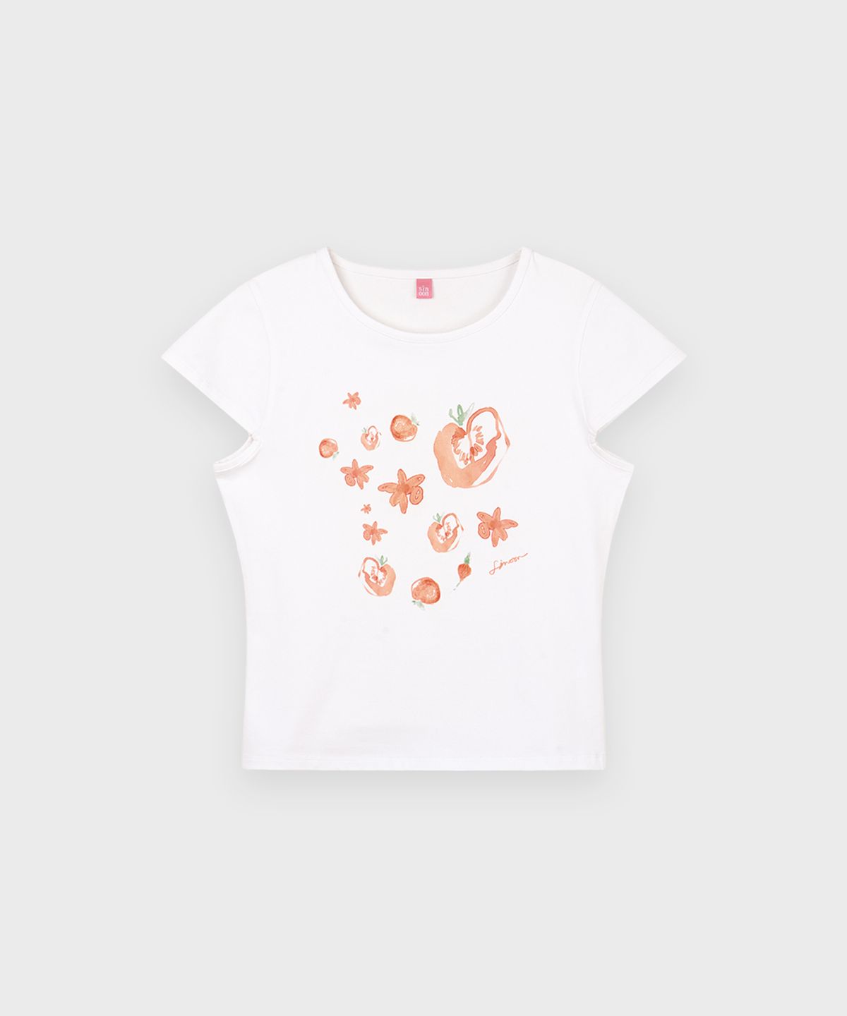 시눈(SINOON) [아일릿 민주 착용] SN Tomato Flower T-Shirt (White)