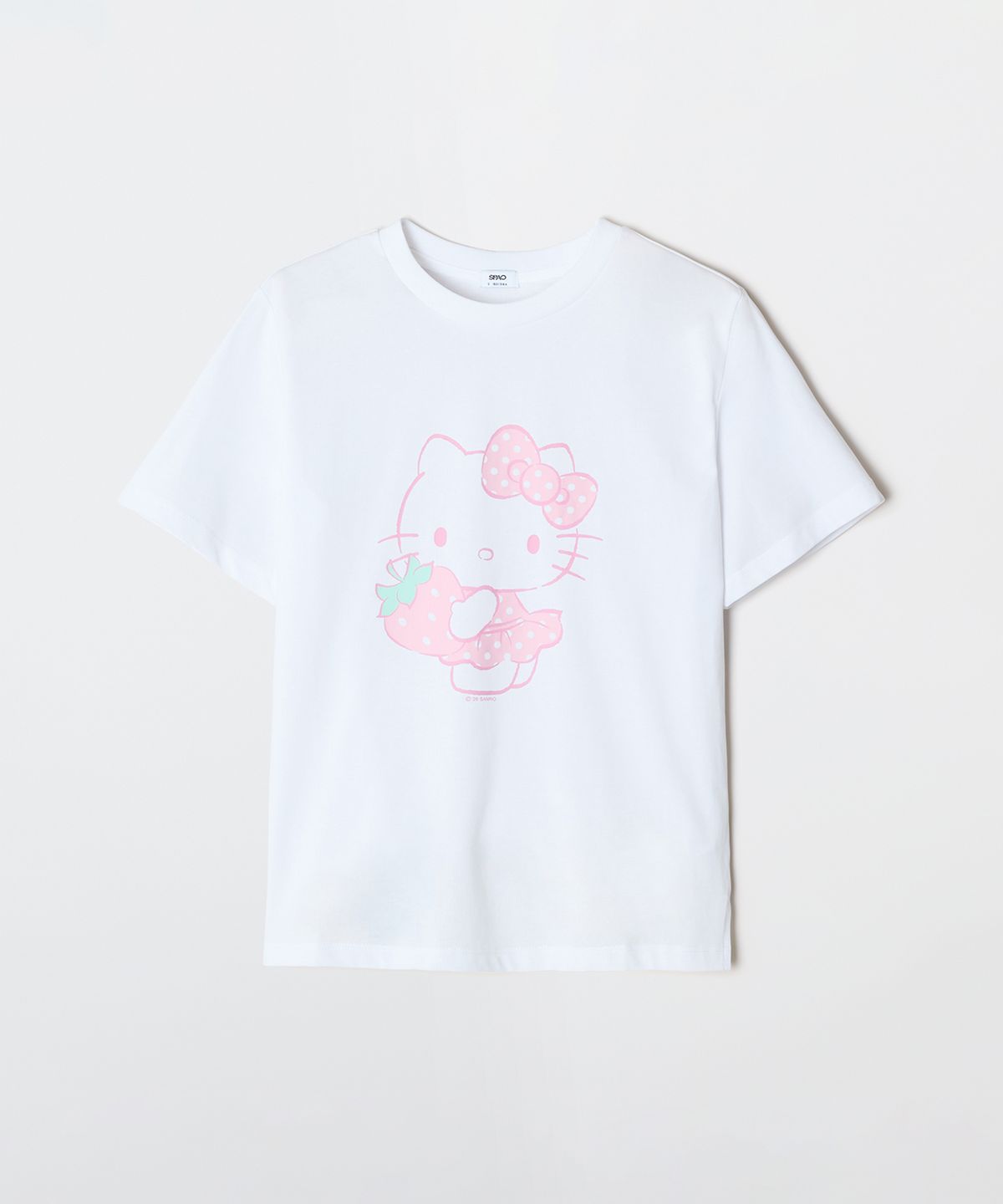 스파오(SPAO) [산리오캐릭터즈] 세미 크롭 반팔 티셔츠(PINK)_SPRLG25U06