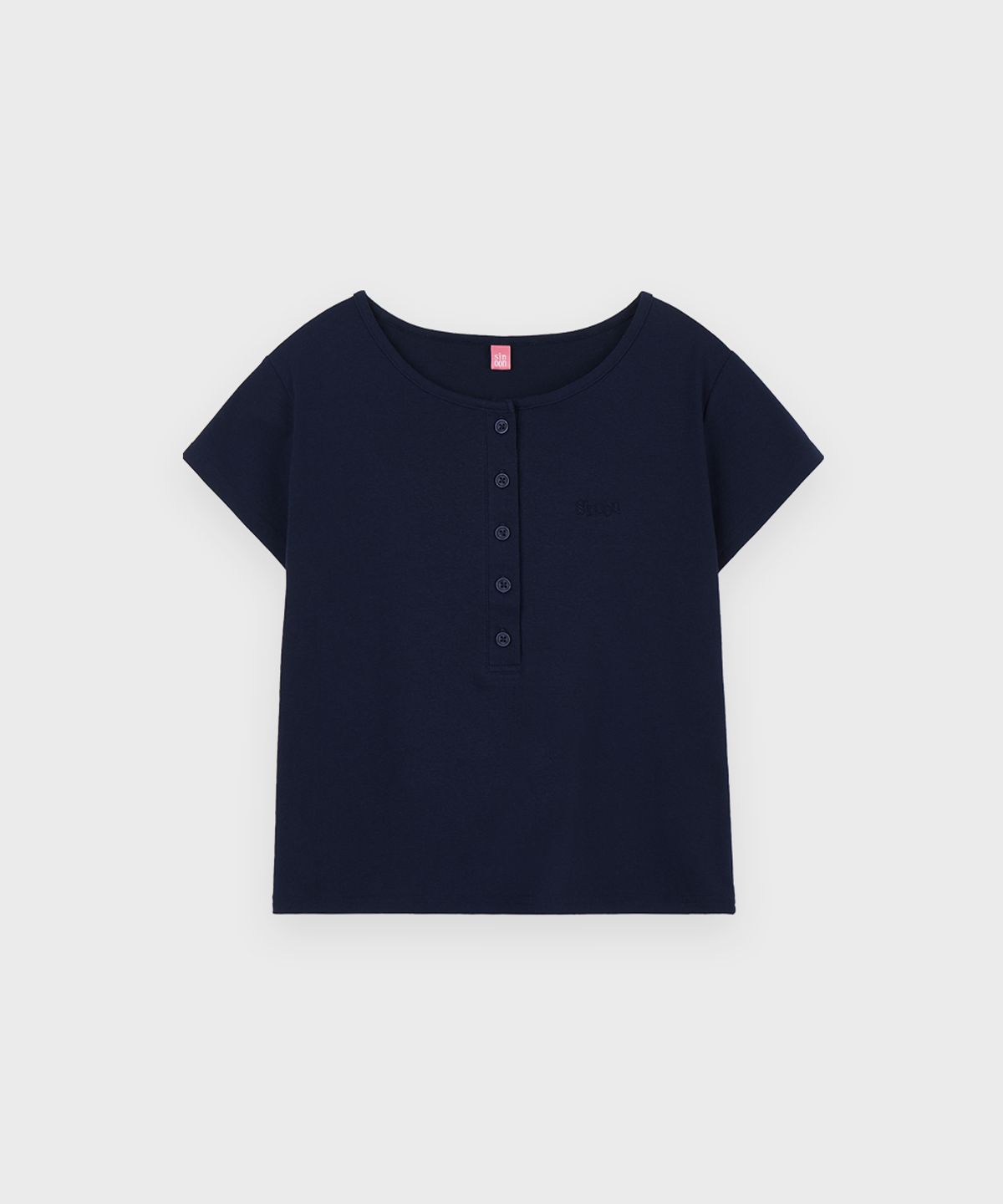 시눈(SINOON) SN Henley Neck Cap Sleeved T-shirt (Navy)