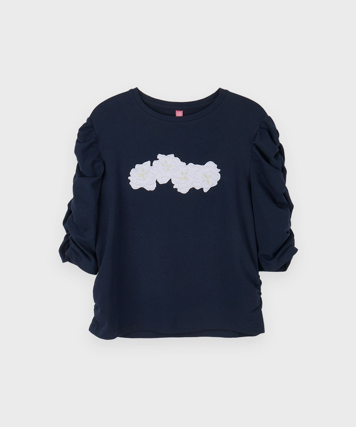 시눈(SINOON) Soft Shirring T-Shirt (Navy)