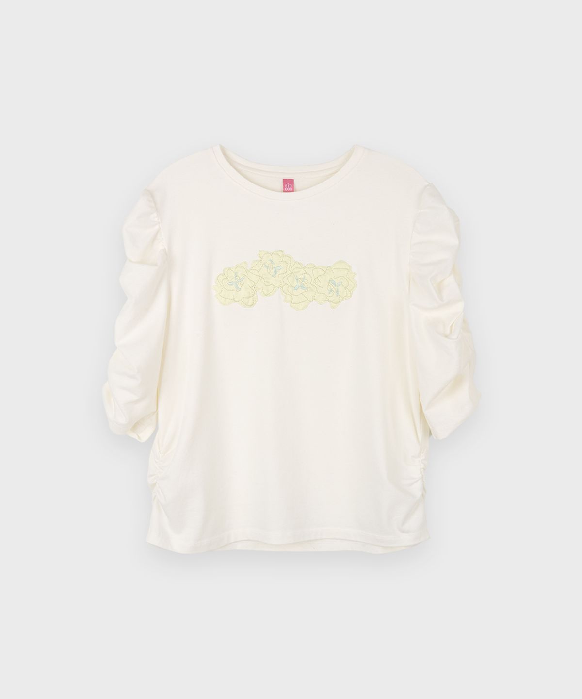 시눈(SINOON) [박지현 착용] Soft Shirring T-Shirt (Cream)