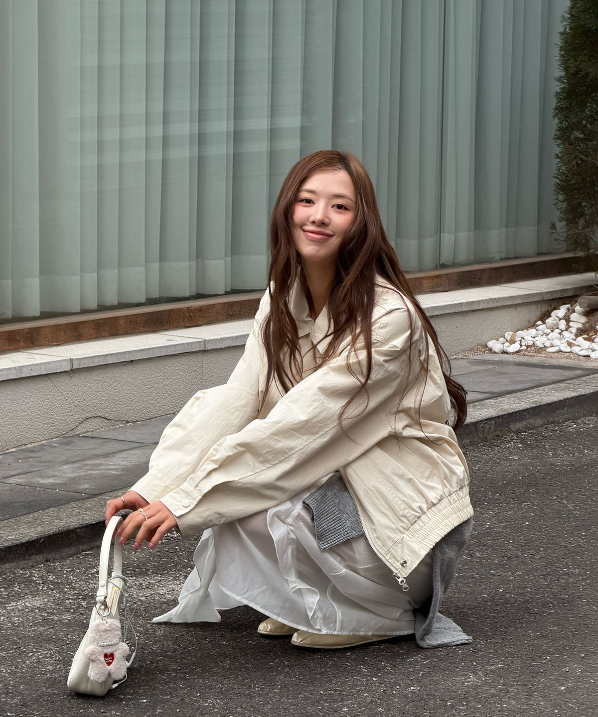 론크(LONQUE) LONQUE CHECK 2-WAY BLOUSON JACKET_JUMPER (CREAM)