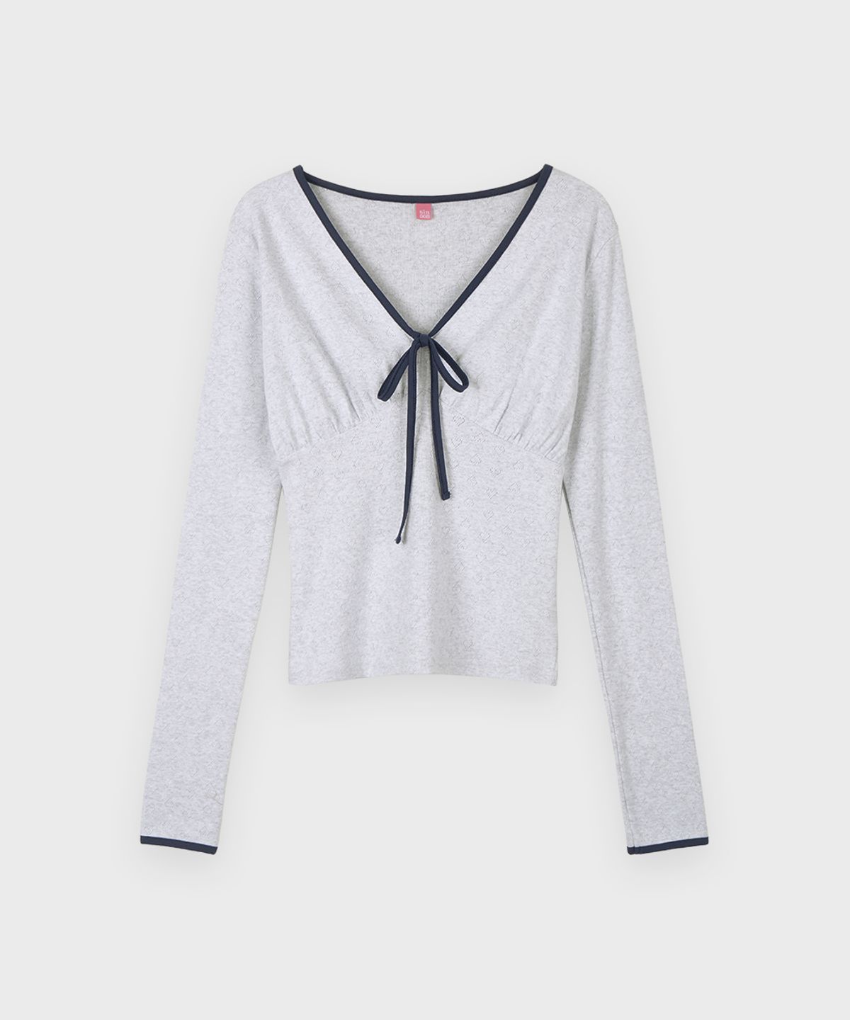 시눈(SINOON) Neck Ribbon T-Shirt (Melange Grey)