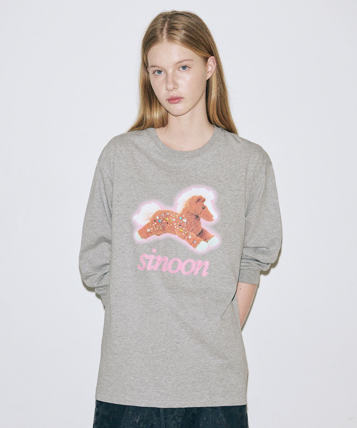 시눈(SINOON) Horse Beads Long Sleeve (Melange Grey)