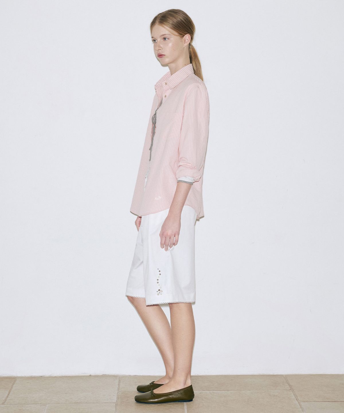 시눈(SINOON) Seersucker Stripe Shirt (Pink)