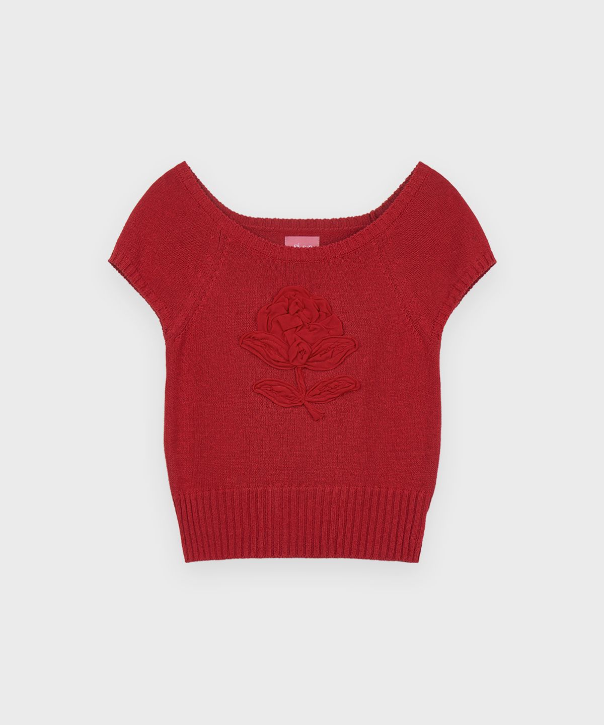 시눈(SINOON) Flower Raglan Knit (Red)