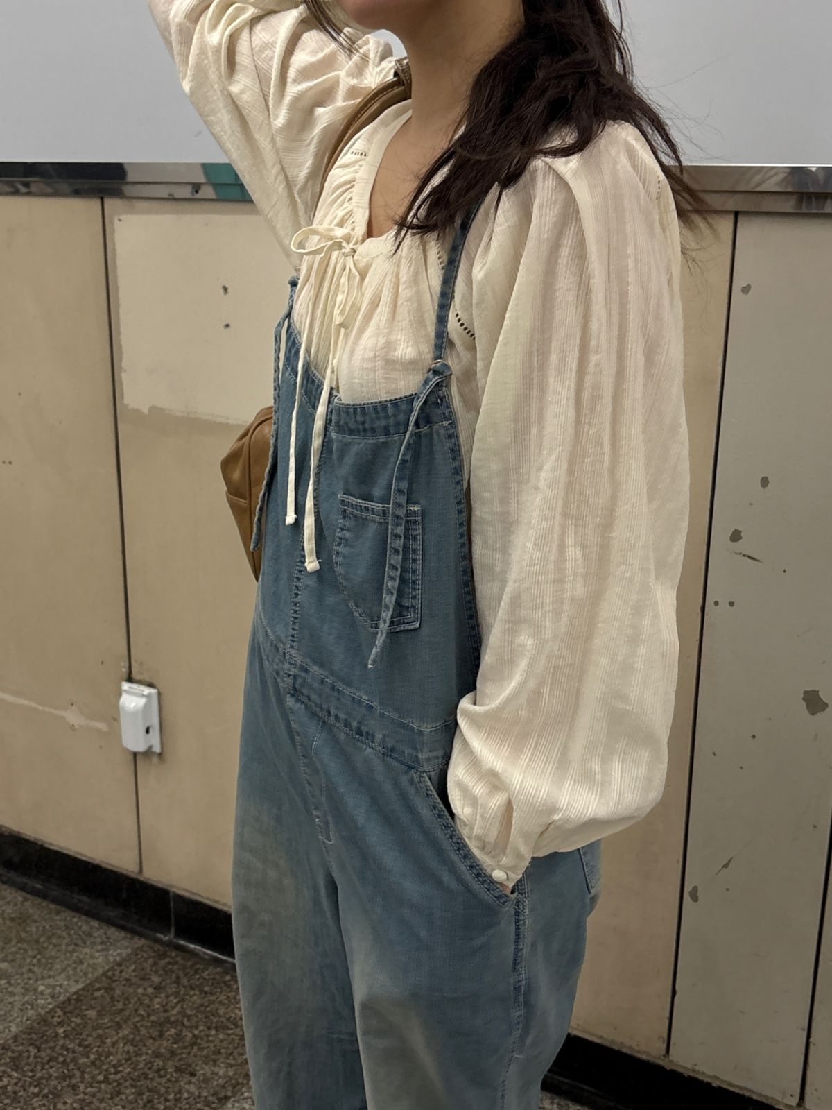 르니나(LENINA) SIMEEZ overall denim pants_BLUE