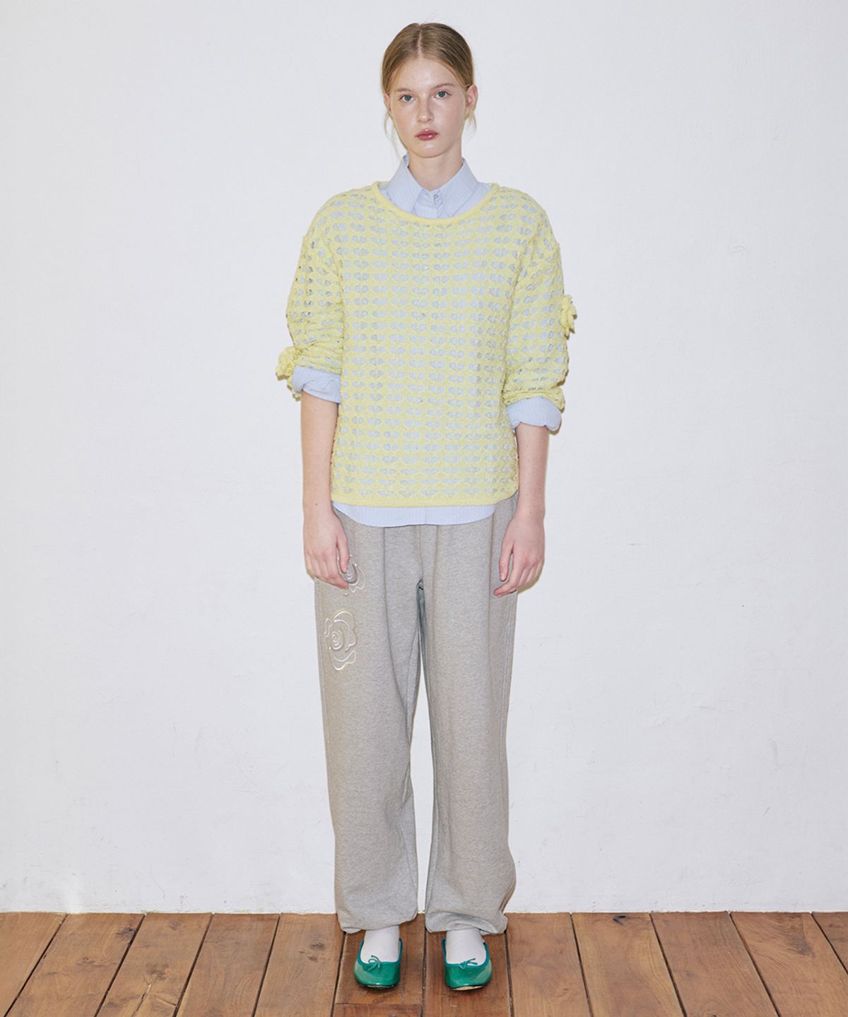 시눈(SINOON) Flower Crochet Knit (Lime)