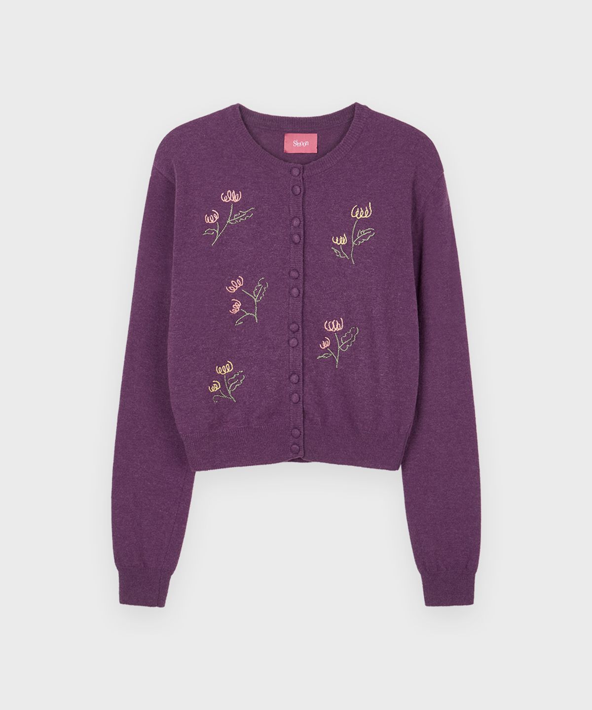 시눈(SINOON) Flower Drawing Cardigan (Purple)