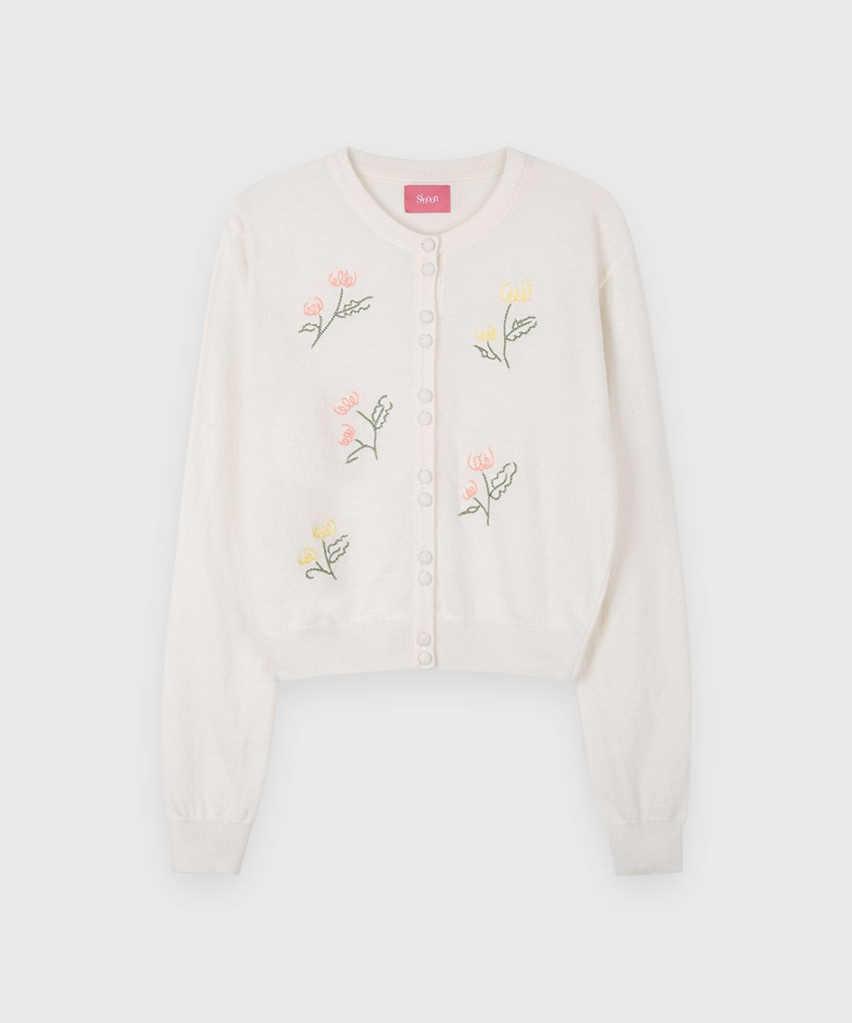 시눈(SINOON) Flower Drawing Cardigan (Ivory)