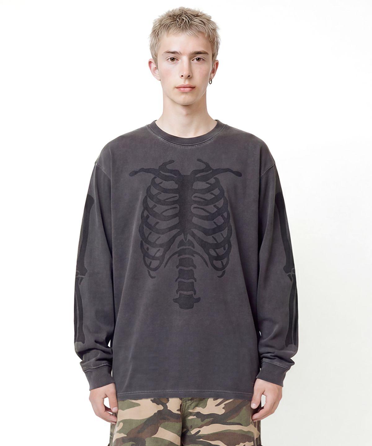 고블루(GOBLUE) Bones Washed Long Sleeve (Black/Charcoal)