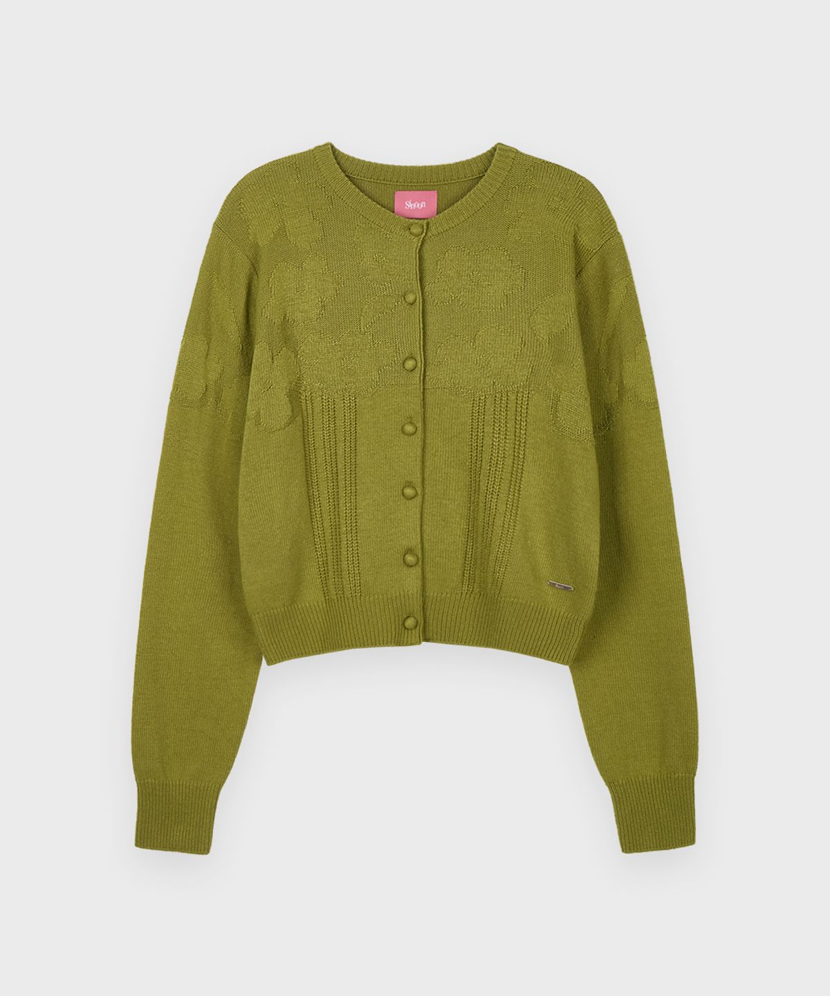 시눈(SINOON) Reverse Flower Cardigan (Olive)