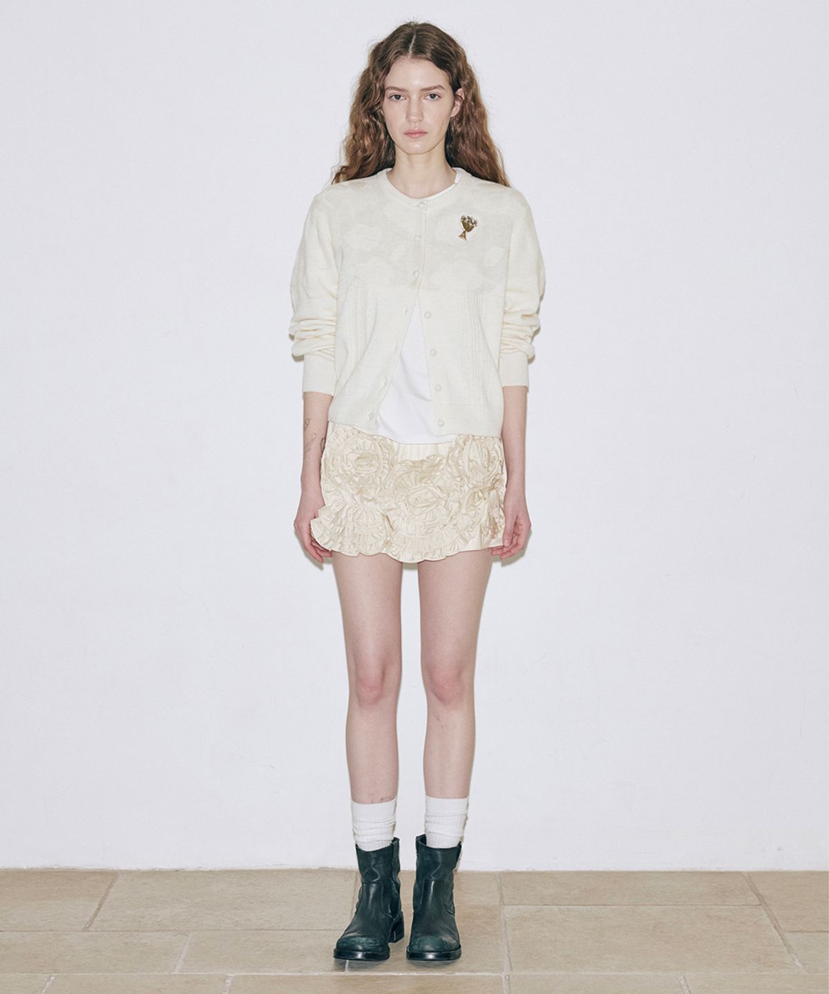 시눈(SINOON) Reverse Flower Cardigan (Ivory)