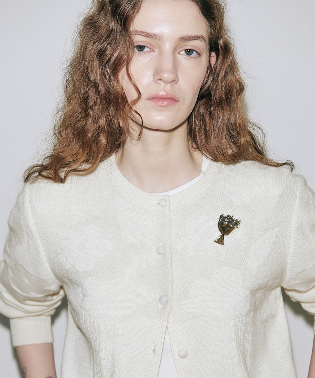 시눈(SINOON) Reverse Flower Cardigan (Ivory)