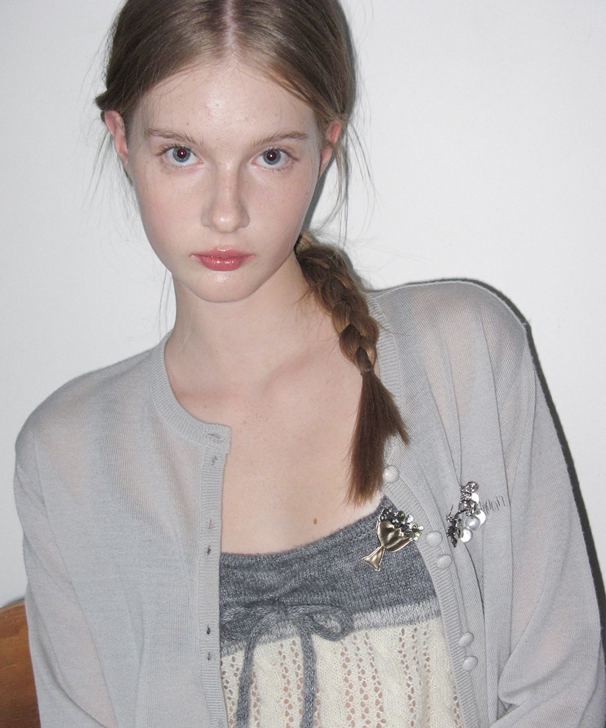 시눈(SINOON) Double Button Cardigan (Grey)