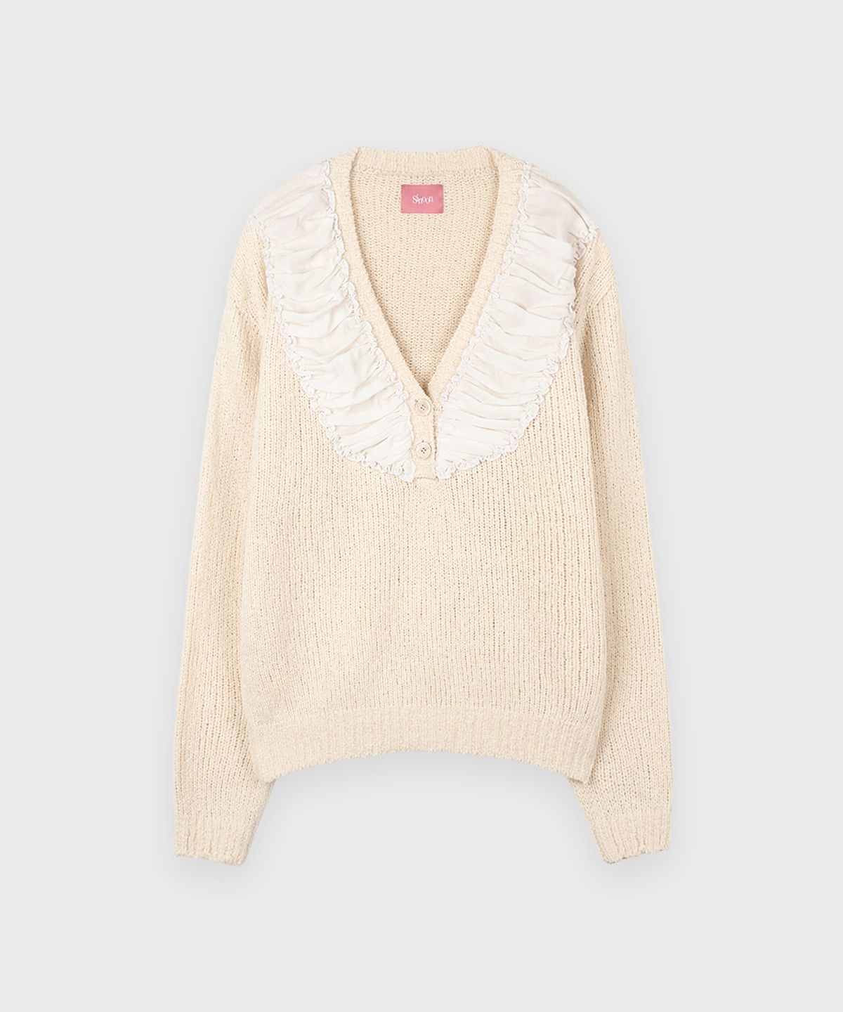 시눈(SINOON) [소연 착용] Chiffon Shirring Knit (Cream)