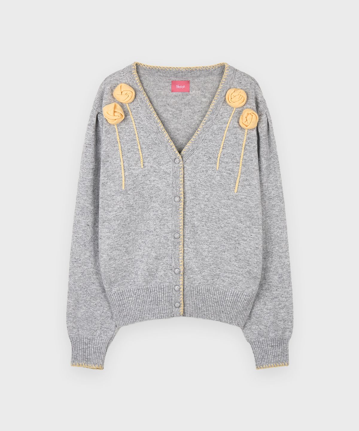 시눈(SINOON) Rose Drizzle Cardigan (Light Grey)