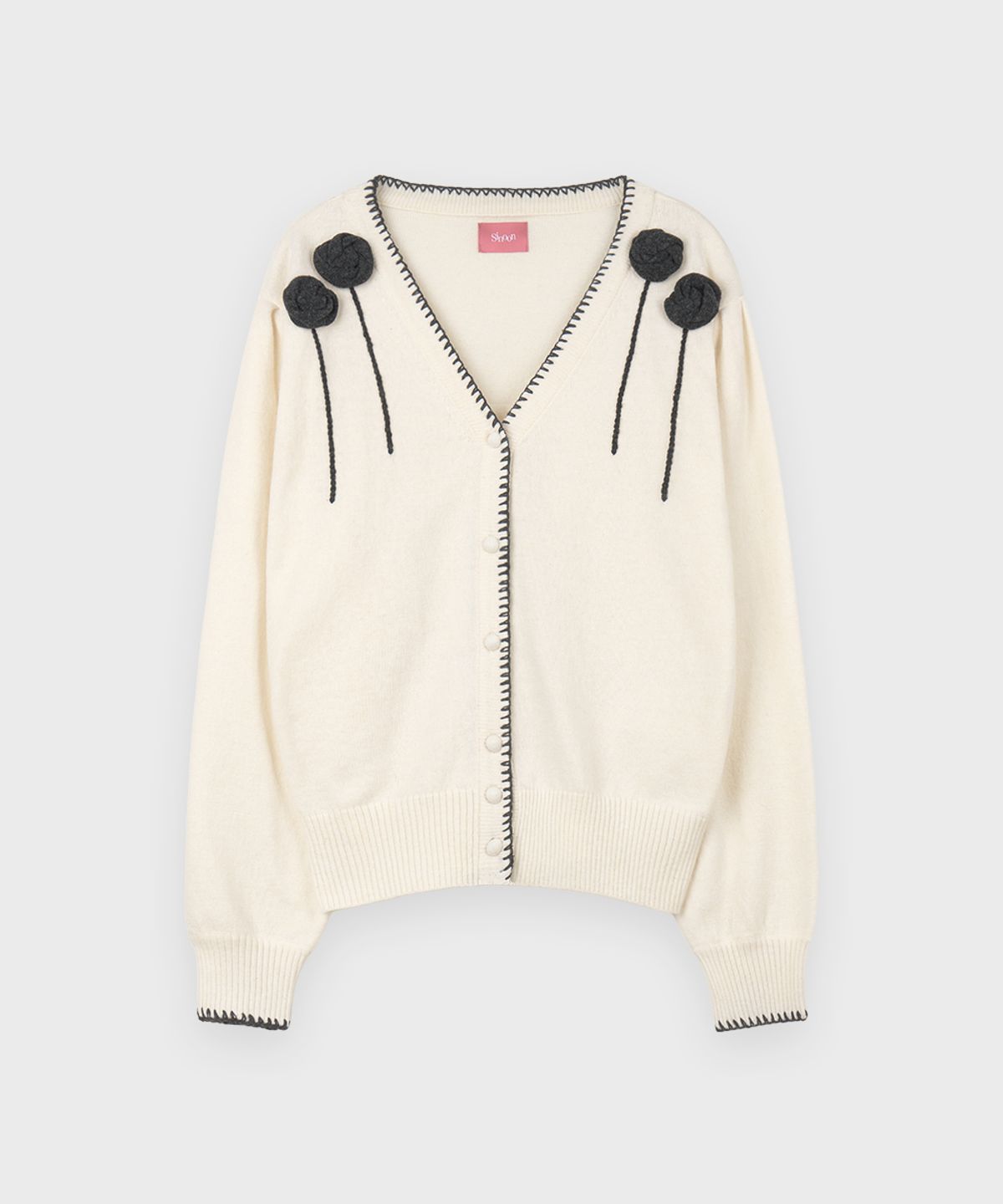 시눈(SINOON) Rose Drizzle Cardigan (Ivory)