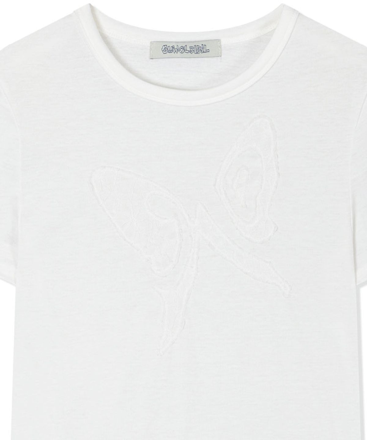 구월십일(GUWOLSIBIL) LACE PATCH SHORT-SLEEVED TOP WHITE
