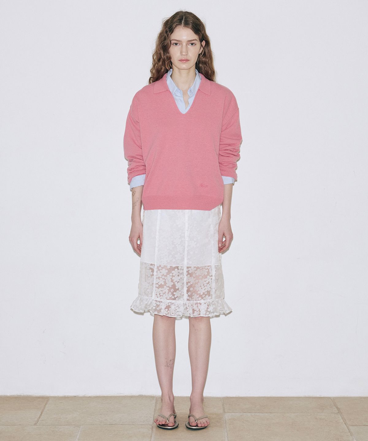 시눈(SINOON) Sinoon Logo Collar Knit (Cherry)