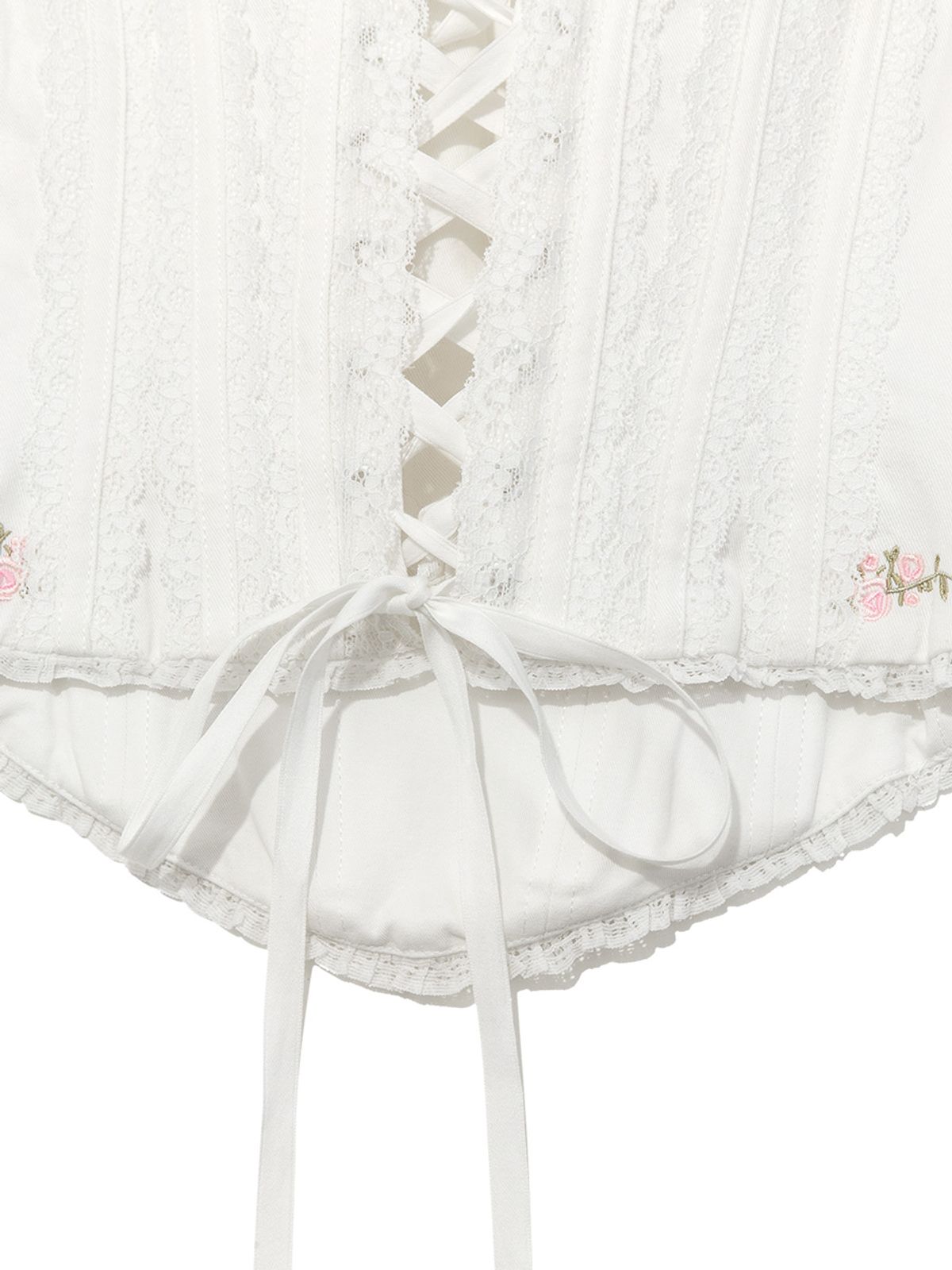 글로니(GLOWNY) LACE ROSE CORSET TOP (WHITE)