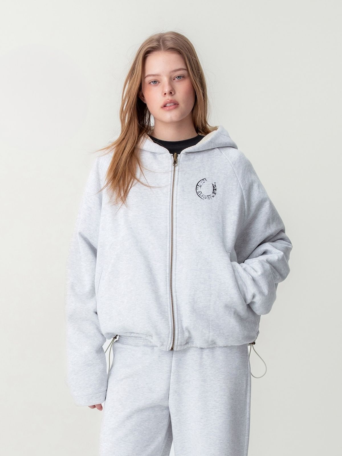 글로니(GLOWNY) NOVA REVERSIBLE WAFFLE JACKET (MELANGE GRAY)