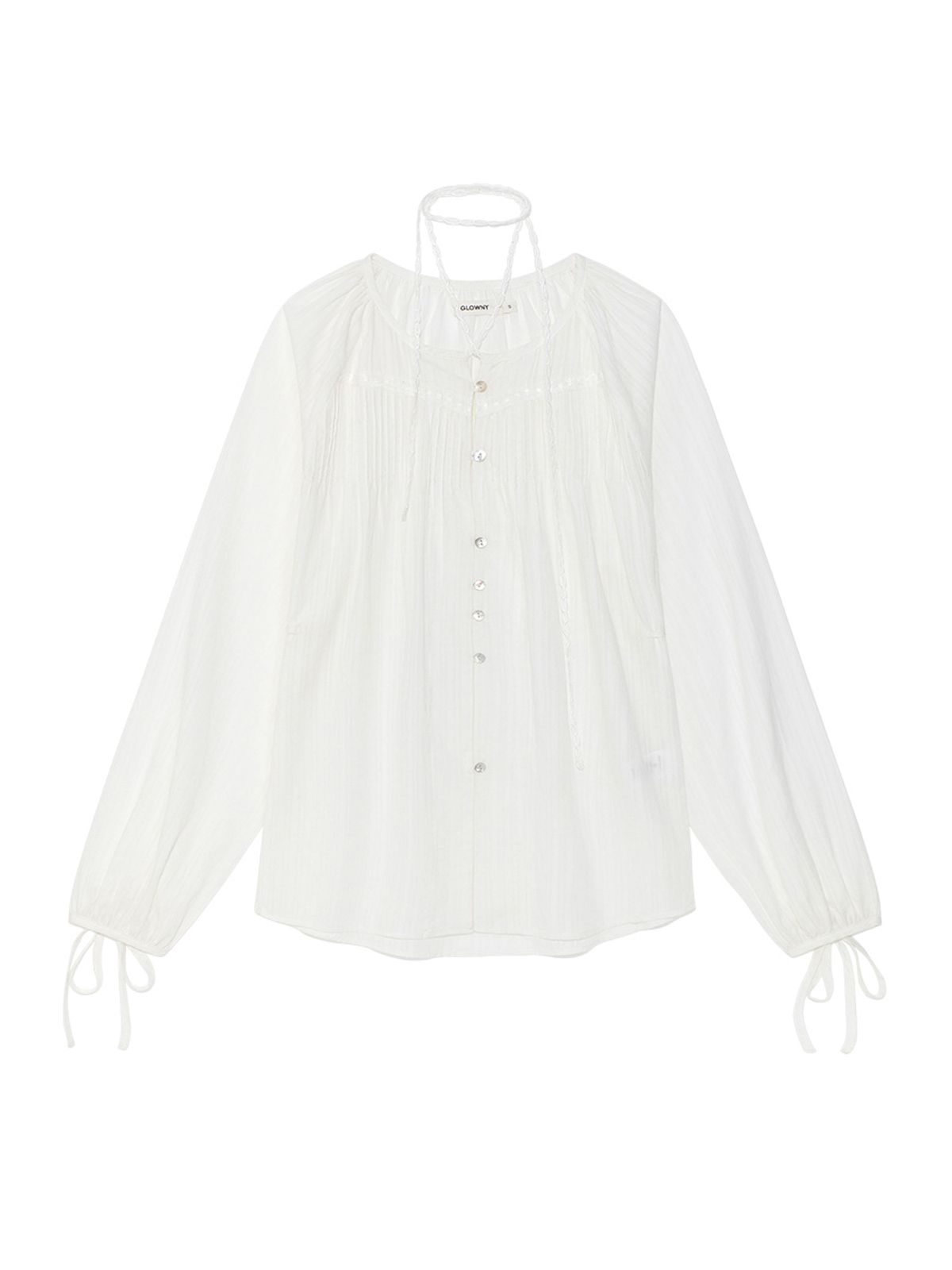 글로니(GLOWNY) MISTY SHEER BLOUSE (WHITE)