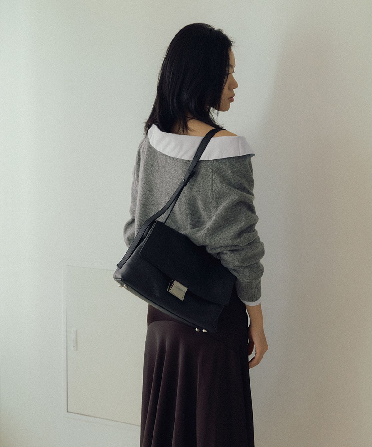 플로르(FLOR) 델피 사첼 숄더백 Delfi Leather Satchel Bag Black