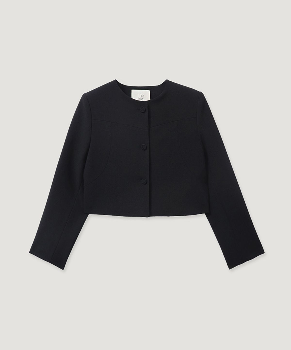 디애니(THE ANY) Double Wrap Button Crop Jacket