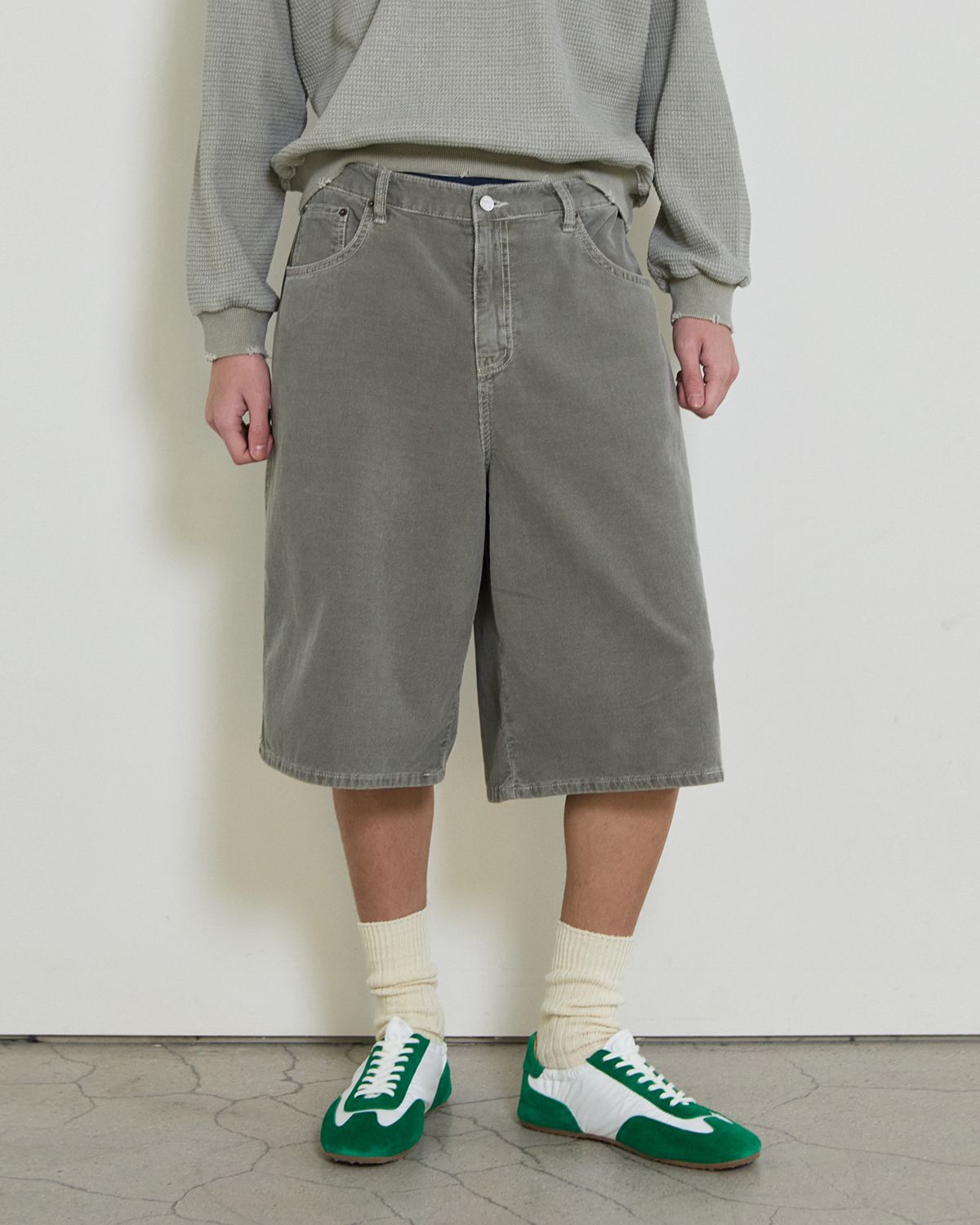 디앤드퀘스천(THEENDQUESTION) Washing corduroy half pants / LIGHT KHAKI