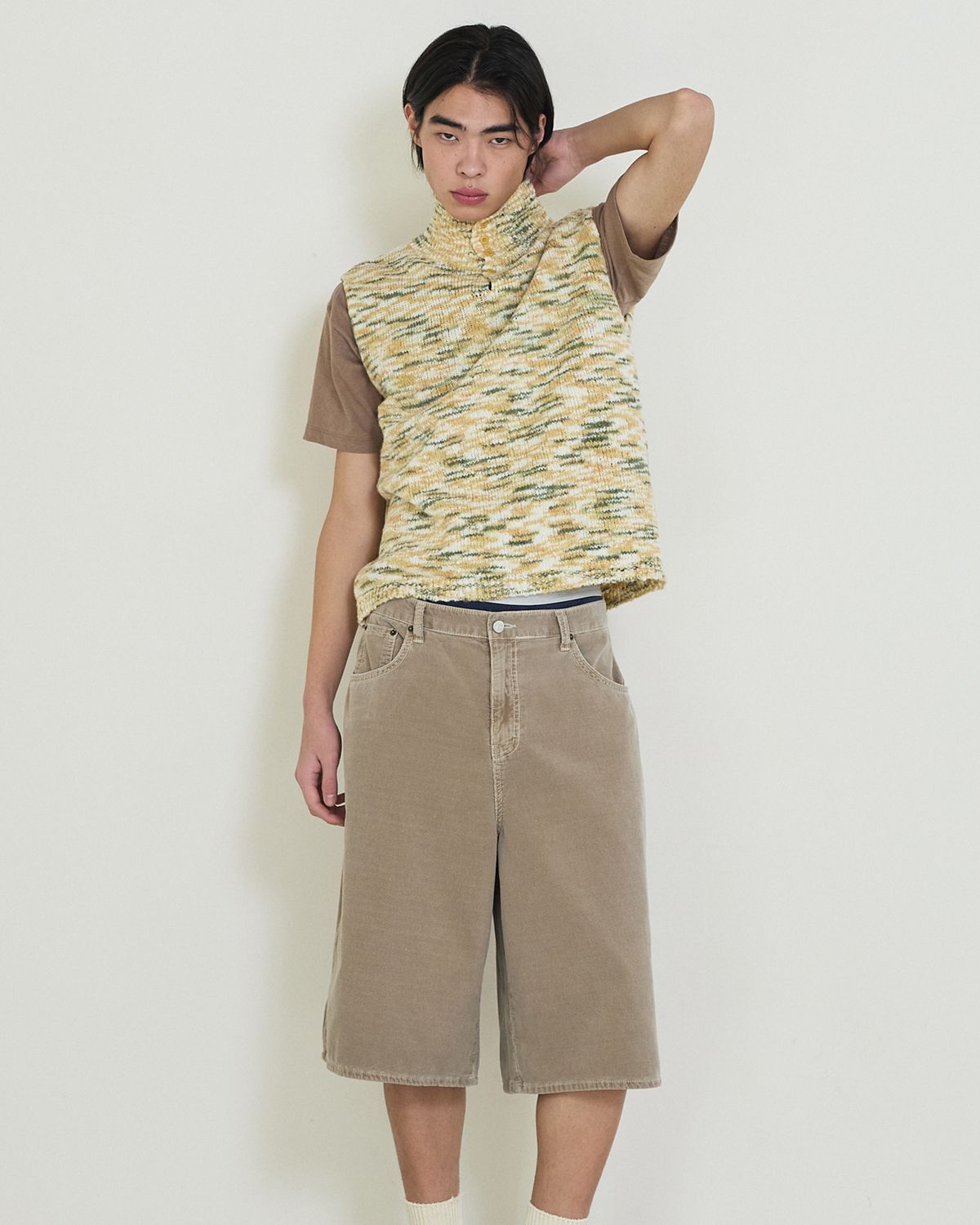 디앤드퀘스천(THEENDQUESTION) Washing corduroy half pants / BEIGE