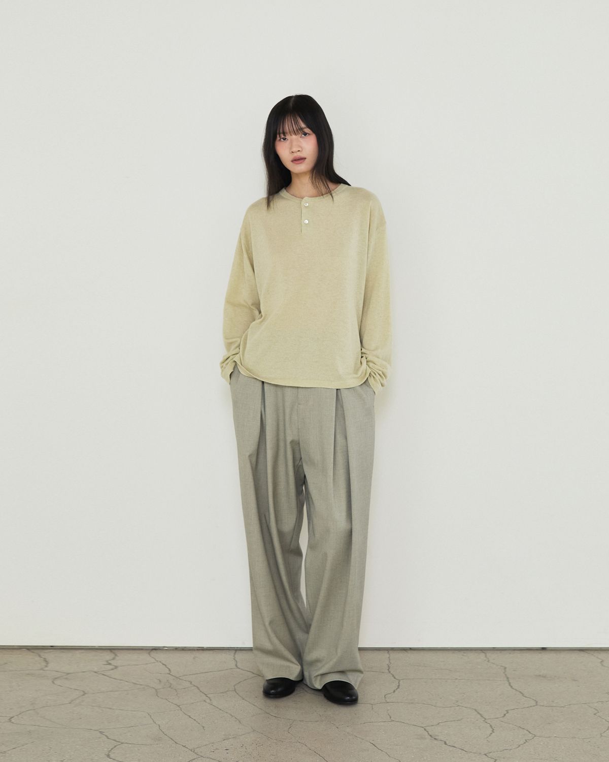 디앤드퀘스천(THEENDQUESTION) Banding wide pants / BEIGE
