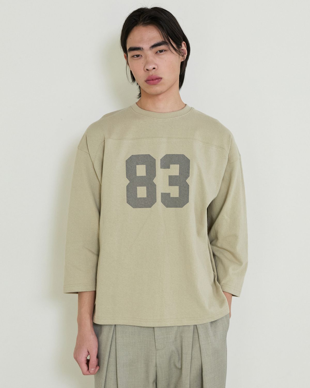 디앤드퀘스천(THEENDQUESTION) Number print t-shirt / BEIGE