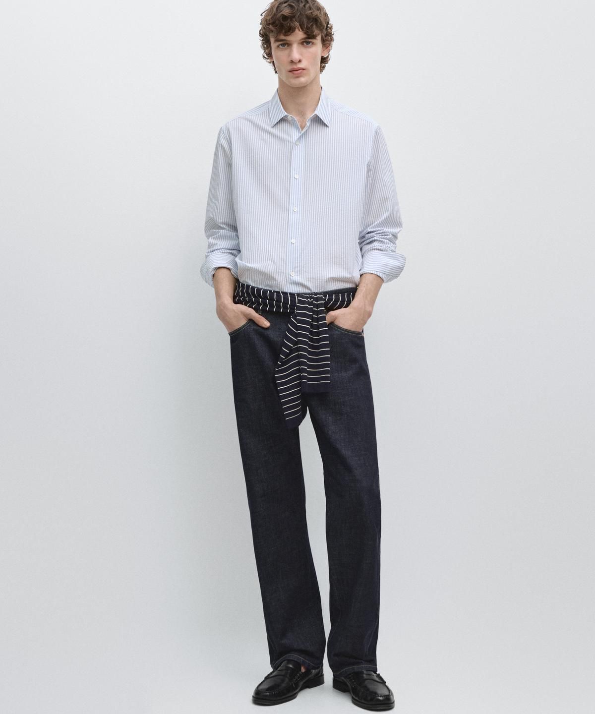 마시모두띠(MASSIMO DUTTI) 100% 코튼 스트라이프 셔츠
