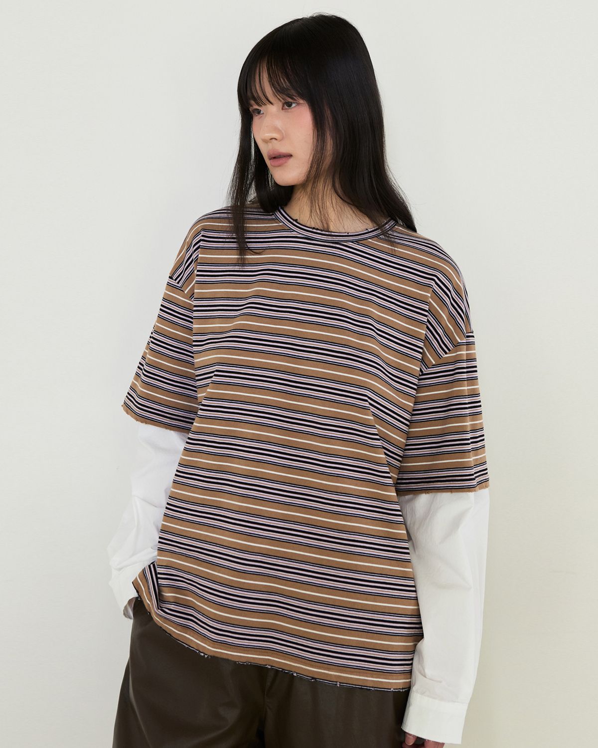 디앤드퀘스천(THEENDQUESTION) Shirt layered t-shirt / BEIGE