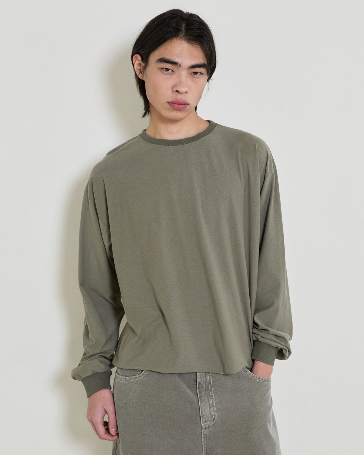 디앤드퀘스천(THEENDQUESTION) Slub long sleeve t-shirt / KHAKI