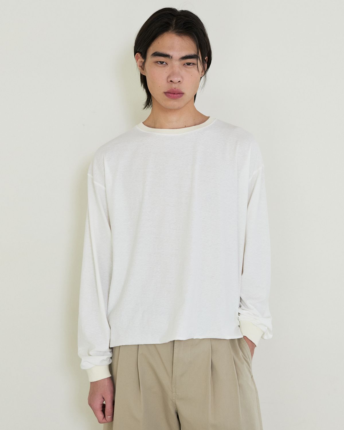디앤드퀘스천(THEENDQUESTION) Slub long sleeve t-shirt / WHITE