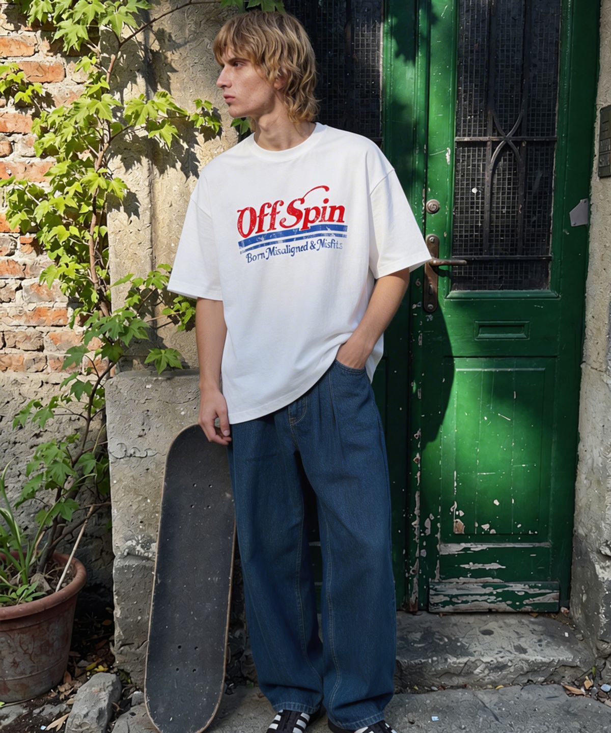 오프스핀(OFFSPIN) 90s 오프스핀 로고 오버사이즈 그래픽 티셔츠