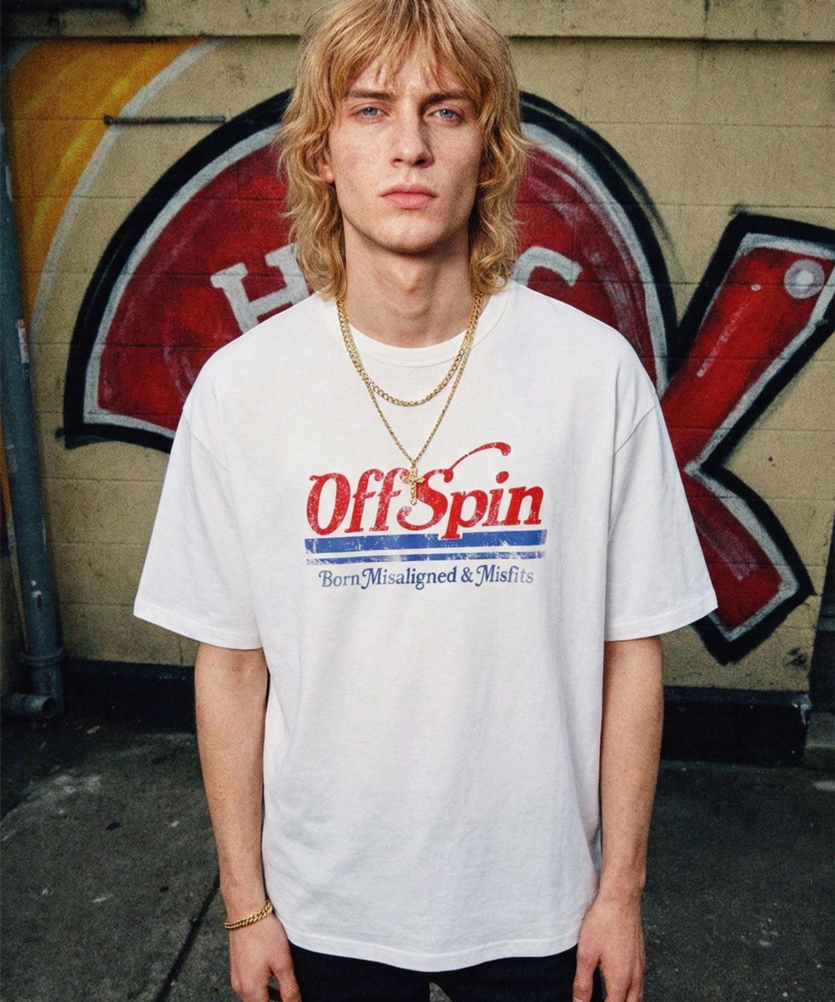 오프스핀(OFFSPIN) 90s 오프스핀 로고 오버사이즈 그래픽 티셔츠